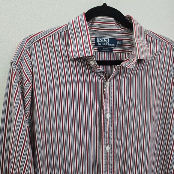 Polo by Ralph Lauren Other - Polo Ralph Lauren Regent Classic Fit Striped Shirt Red Blue White Men 17.5 34/35